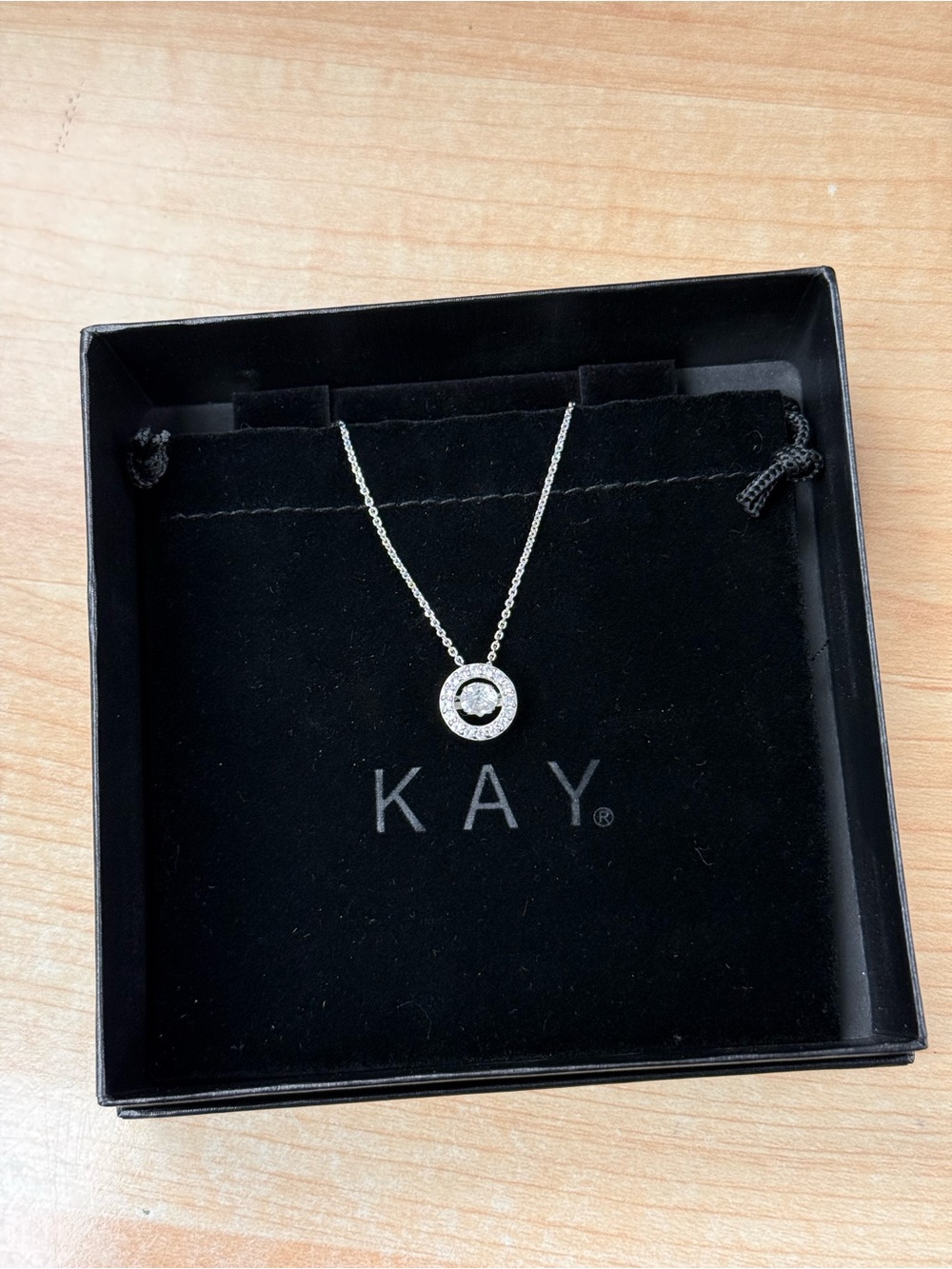 Kay jewelers sapphire halo necklace Sterling Silver 18"
